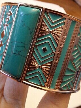 NWT Bradford Exchange Nature's Healing Embrace Copper Turquoise Cuff Bracelet